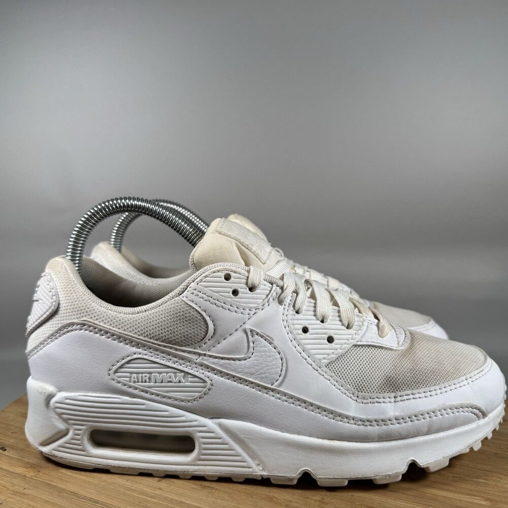 Nike Air Max 90 Shoes Womens 8 White Mesh Leather Running DH8010-100 Sneakers